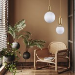 GLOBOSTAR® MAVERICK 00940 Μοντέρνο Κρεμαστό Φωτιστικό Οροφής με Ντουί 1 x E27 AC 220-240V IP20 - Χρυσό & Λευκό - Μ30 x Π30 x Υ48cm