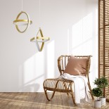 GLOBOSTAR® ROSE 61066 Μοντέρνο Κρεμαστό Φωτιστικό Οροφής LED 22W 2200lm 300° AC 220-240V IP20 Ρυθμιζόμενο Λευκό CCT με On/Off 2700K/4500K/6000K - Lumileds SMD Chip - Χρυσό Βούρτσας - Μ24 x Π22 x Υ24cm - 3 Χρόνια Εγγύηση