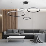 GLOBOSTAR® DIAMOND TETRA 61148 Μοντέρνο Κρεμαστό Φωτιστικό Οροφής LED 150W 15000lm 360° AC 220-240V IP20 Ρυθμιζόμενο Λευκό CCT με Χειριστήριο από 2700K έως 6000K Dimmable - Lumileds SMD Chip - Μαύρο Ματ - Μ150 x Π150 x Υ120cm - 3 Χρόνια Εγγύηση