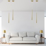 GLOBOSTAR® TEARS 61310 Μοντέρνο Κρεμαστό Φωτιστικό Οροφής LED 3W 300lm 180° AC 220-240V IP20 Ρυθμιζόμενο Λευκό CCT με On/Off 2700K/4500K/6000K - Lumileds SMD Chip - Χρυσό Βούρτσας - Μ3.2 x Π3.2 x Υ51.5cm - 3 Χρόνια Εγγύηση