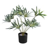 GloboStar® Artificial Garden BROADLEAF LADY PALM 20059 Τεχνητό Διακοσμητικό Φυτό Πλατύφυλλος Φοίνικας Μπαμπού Υ50cm 