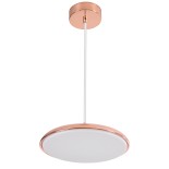 GloboStar® BARON 61253 Κρεμαστή Πλαφονιέρα Οροφής LED CCT 12W 1440lm 120° AC 220-240V - Εναλλαγή Φωτισμού μέσω Διακόπτη On/Off All In One Ψυχρό 6000k+Φυσικό 4500k+Θερμό 2700k Φ25 x Υ8cm - Ροζ Χρυσό - 3 Years Warranty