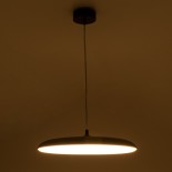 GloboStar® BARON 61254 Κρεμαστή Πλαφονιέρα Οροφής LED CCT 24W 2880lm 120° AC 220-240V - Εναλλαγή Φωτισμού μέσω Διακόπτη On/Off All In One Ψυχρό 6000k+Φυσικό 4500k+Θερμό 2700k Φ40 x Υ10cm - Μαύρο - 3 Years Warranty
