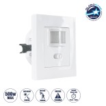 GloboStar® 75705 Χωνευτός Διακόπτης με PIR Ανιχνευτή-Αισθητήρα Κίνησης 160° 3m και Αισθητήρα Ημέρας-Νύχτας - Motion Sensor AC 230V Max 300W/1200W