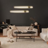 GLOBOSTAR® HARLEM 61336 Μοντέρνο Φωτιστικό Τοίχου - Απλίκα LED 18W 2160lm 120° AC 220-240V IP20 Ρυθμιζόμενο Λευκό CCT με On/Off 2700K/4500K/6000K - Lumileds SMD Chip - Χρυσό Βούρτσας - Μ5 x Π4 x Υ120cm - 3 Χρόνια Εγγύηση