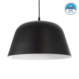 GloboStar® UPVALE 01281 Μοντέρνο Κρεμαστό Φωτιστικό Οροφής Μονόφωτο 1 x E27 Μαύρο Μεταλλικό Καμπάνα Φ40 x Y24cm