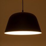 GloboStar® UPVALE 01281 Μοντέρνο Κρεμαστό Φωτιστικό Οροφής Μονόφωτο 1 x E27 Μαύρο Μεταλλικό Καμπάνα Φ40 x Y24cm