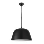 GloboStar® UPVALE 01281 Μοντέρνο Κρεμαστό Φωτιστικό Οροφής Μονόφωτο 1 x E27 Μαύρο Μεταλλικό Καμπάνα Φ40 x Y24cm
