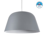 GloboStar® UPVALE 01282 Μοντέρνο Κρεμαστό Φωτιστικό Οροφής Μονόφωτο 1 x E27 Γκρί  Μεταλλικό Καμπάνα Φ40 x Y24cm