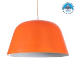 GloboStar® UPVALE 01283 Μοντέρνο Κρεμαστό Φωτιστικό Οροφής Μονόφωτο 1 x E27 Πορτοκαλί Μεταλλικό Καμπάνα Φ40 x Y24cm