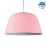 GloboStar® UPVALE 01284 Μοντέρνο Κρεμαστό Φωτιστικό Οροφής Μονόφωτο Ροζ Μεταλλικό Καμπάνα Φ40 x Y24cm