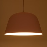 GloboStar® UPVALE 01284 Μοντέρνο Κρεμαστό Φωτιστικό Οροφής Μονόφωτο Ροζ Μεταλλικό Καμπάνα Φ40 x Y24cm