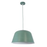 GloboStar® UPVALE 01285 Μοντέρνο Κρεμαστό Φωτιστικό Καμπάνα Μονόφωτο 1 x E27 IP20 Τιρκουάζ & Λευκό Μέταλλο - Μ40 x Π40 x Υ24cm