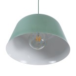 GloboStar® UPVALE 01285 Μοντέρνο Κρεμαστό Φωτιστικό Καμπάνα Μονόφωτο 1 x E27 IP20 Τιρκουάζ & Λευκό Μέταλλο - Μ40 x Π40 x Υ24cm
