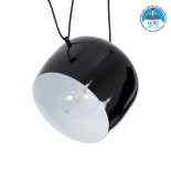 GloboStar® JASPER 01373 Μοντέρνο Κρεμαστό Φωτιστικό Καμπάνα Μονόφωτο 1 x E27 IP20 Μαύρο & Λευκό Μέταλλο - Μ26.5 x Π26.5 x Υ20.5cm