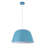 GloboStar® UPVALE 01286 Μοντέρνο Κρεμαστό Φωτιστικό Καμπάνα Μονόφωτο 1 x E27 IP20 Μπλε & Λευκό Μέταλλο - Μ40 x Π40 x Υ24cm