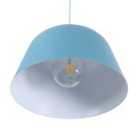 GloboStar® UPVALE 01286 Μοντέρνο Κρεμαστό Φωτιστικό Καμπάνα Μονόφωτο 1 x E27 IP20 Μπλε & Λευκό Μέταλλο - Μ40 x Π40 x Υ24cm