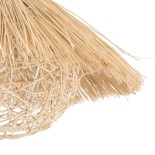 GloboStar® CHEOPE 01599 Boho Κρεμαστό Φωτιστικό Πλέγμα Μονόφωτο 1 x E27 IP20 Μπεζ Ξύλο με Μπεζ Rattan - Μ45 x Π45 x Y35cm