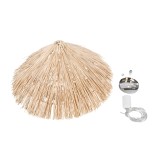 GloboStar® CHEOPE 01599 Boho Κρεμαστό Φωτιστικό Πλέγμα Μονόφωτο 1 x E27 IP20 Μπεζ Ξύλο με Μπεζ Rattan - Μ45 x Π45 x Y35cm