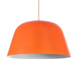 GloboStar® UPVALE 01283 Μοντέρνο Κρεμαστό Φωτιστικό Οροφής Μονόφωτο 1 x E27 Πορτοκαλί Μεταλλικό Καμπάνα Φ40 x Y24cm