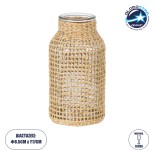 GloboStar® MANDY 35619 Διακοσμητικό Βάζο Γυάλινο Διάφανο με Μπαμπού Φ8.5 x Υ17cm