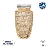 GloboStar® MANDY 35621 Διακοσμητικό Βάζο Γυάλινο Διάφανο με Μπαμπού Φ11.5 x Υ21cm