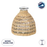 GloboStar® MANDY 35632 Διακοσμητικό Βάζο Γυάλινο Διάφανο με Μπαμπού Φ10.5 x Υ11cm