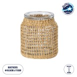 GloboStar® MANDY 35633 Διακοσμητικό Βάζο Γυάλινο Διάφανο με Μπαμπού Φ10.5 x Υ11cm