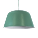 GloboStar® UPVALE 01285 Μοντέρνο Κρεμαστό Φωτιστικό Καμπάνα Μονόφωτο 1 x E27 IP20 Τιρκουάζ & Λευκό Μέταλλο - Μ40 x Π40 x Υ24cm