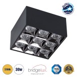 GLOBOSTAR® LUMINAR 60337 Downlight Σποτ LED 30W 4050lm 36° AC 220-240V IP20 Θερμό Λευκό 2700K - Osram SMD Chip & TÜV SÜD Driver - Μαύρο Ματ - Μ12 x Π12 x Υ6.6cm - 5 Χρόνια Εγγύηση
