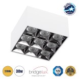 GLOBOSTAR® LUMINAR 60339 Downlight Σποτ LED 30W 4050lm 36° AC 220-240V IP20 Θερμό Λευκό 2700K - Osram SMD Chip & TÜV SÜD Driver - Λευκό Ματ - Μ12 x Π12 x Υ6.6cm - 5 Χρόνια Εγγύηση