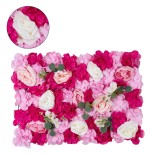GloboStar® Artificial Garden ROSALIE 78335 Τεχνητό Διακοσμητικό Πάνελ Λουλουδιών - Κάθετος Κήπος σύνθεση Ροζαλί Μ60 x Π40 x Υ6cm 