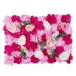GloboStar® Artificial Garden ROSALIE 78335 Τεχνητό Διακοσμητικό Πάνελ Λουλουδιών - Κάθετος Κήπος σύνθεση Ροζαλί Μ60 x Π40 x Υ6cm 