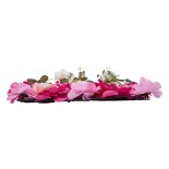GloboStar® Artificial Garden ROSALIE 78335 Τεχνητό Διακοσμητικό Πάνελ Λουλουδιών - Κάθετος Κήπος σύνθεση Ροζαλί Μ60 x Π40 x Υ6cm 