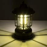GloboStar® 85692 Αυτόνομο Επαναφορτιζόμενο Φανάρι Camping LED 5W USB 2.0 με Επαναφορτιζόμενη Μπαταρία 1 x 18650 2000mAh Li-ion - IP20 - Dimmable - Μαύρο με Διάφανο Γυαλί - Θερμό Λευκό 3000K Φ12 x Υ17cm