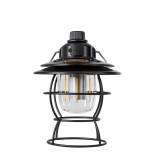GloboStar® 85695 Αυτόνομο Φανάρι Camping LED 4W USB 2.0 με Επαναφορτιζόμενη Μπαταρία 1 x 18650 2000mAh Li-ion Power Bank IP20 Dimmable Μαύρο με Διάφανο Γυαλί CCT Εναλλαγή Φωτισμού μέσω On/Off All In One Ψυχρό 6000K+Φυσικό 4500K+Θερμό 2700K Φ13.5 x Υ17.5cm