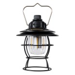 GloboStar® 85695 Αυτόνομο Φανάρι Camping LED 4W USB 2.0 με Επαναφορτιζόμενη Μπαταρία 1 x 18650 2000mAh Li-ion Power Bank IP20 Dimmable Μαύρο με Διάφανο Γυαλί CCT Εναλλαγή Φωτισμού μέσω On/Off All In One Ψυχρό 6000K+Φυσικό 4500K+Θερμό 2700K Φ13.5 x Υ17.5cm