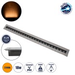 GLOBOSTAR® UNDERGROUND-REMVI 90194-Y Χωνευτό Φωτιστικό Wall Washer Δαπέδου LED 18W 1440lm 10° DC 24V Αδιάβροχο IP68 2200K DMX512 Dimmable - Ανοξείδωτο Ατσάλι 304 - Μ100 x Π9 x Υ7.2cm / Μ98.2 x Π7.6cm - 3 Χρόνια Εγγύηση