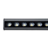 GLOBOSTAR® WASHER-STELLAR 90577 Μπάρα Φωτισμού Wall Washer LED 12W 1020lm 30° DC 24V Αδιάβροχο IP67 Πολύχρωμο RGBW Dimmable DMX512 - Γκρι Ανθρακί - Μ100 x Π3.2 x Υ3cm - 3 Χρόνια Εγγύηση