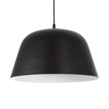 GloboStar® UPVALE 01281 Μοντέρνο Κρεμαστό Φωτιστικό Οροφής Μονόφωτο 1 x E27 Μαύρο Μεταλλικό Καμπάνα Φ40 x Y24cm