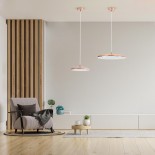 GloboStar® BARON 61256 Κρεμαστή Πλαφονιέρα Οροφής LED CCT 24W 2880lm 120° AC 220-240V - Εναλλαγή Φωτισμού μέσω Διακόπτη On/Off All In One Ψυχρό 6000k+Φυσικό 4500k+Θερμό 2700k Φ40 x Υ10cm - Ροζ Χρυσό - 3 Years Warranty