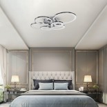 GLOBOSTAR® ROYAL-R 61324 Μοντέρνο Φωτιστικό Οροφής LED 135W 13500lm 360° AC 220-240V IP20 Ρυθμιζόμενο Λευκό CCT με Χειριστήριο από 2700K έως 6000K Dimmable - Lumileds SMD Chip - Ασημί Νίκελ - Μ80.5 x Π59 x Υ12cm - 3 Χρόνια Εγγύηση
