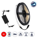 GloboStar® S-120001 Σετ Ταινία LED Digital Magic Strip IC3 5m 36W/5m 12V 30LED/m 5050 SMD 600lm/m 120° Αδιάβροχη IP65 με Ενσωματωμένα Προγράμματα Λειτουργίας και Τροφοδοτικό Κόκκινο