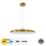 GLOBOSTAR® BARON 60887 Μοντέρνο Κρεμαστό Φωτιστικό Οροφής LED 24W 2880lm 120° AC 220-240V IP20 Ρυθμιζόμενο Λευκό CCT με On/Off 2700K/4500K/6000K - Lumileds SMD Chip - Χρυσό - Μ40 x Π40 x Υ10cm - 3 Χρόνια Εγγύηση