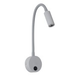 GloboStar® GOOSE 60877 Μοντέρνο Φωτιστικό Τοίχου - Απλίκα Ξενοδοχείου Bed Side LED 3W 300lm 36° AC 220-240V - Reading Light - Μ6.5 x Π15 x Υ24.5cm - Φυσικό Λευκό 4500K - Γκρι Ανθρακί - 3 Xρόνια Εγγύηση