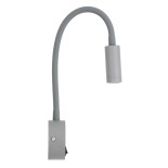 GloboStar® GOOSE 60877 Μοντέρνο Φωτιστικό Τοίχου - Απλίκα Ξενοδοχείου Bed Side LED 3W 300lm 36° AC 220-240V - Reading Light - Μ6.5 x Π15 x Υ24.5cm - Φυσικό Λευκό 4500K - Γκρι Ανθρακί - 3 Xρόνια Εγγύηση