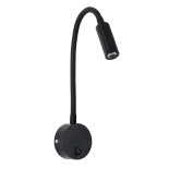 GloboStar® GOOSE 60878 Μοντέρνο Φωτιστικό Τοίχου - Απλίκα Ξενοδοχείου Bed Side LED 3W 300lm 36° AC 220-240V - Reading Light - Μ6.5 x Π15 x Υ24.5cm - Φυσικό Λευκό 4500K - Μαύρο - 3 Xρόνια Εγγύηση