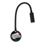 GloboStar® GOOSE 60878 Μοντέρνο Φωτιστικό Τοίχου - Απλίκα Ξενοδοχείου Bed Side LED 3W 300lm 36° AC 220-240V - Reading Light - Μ6.5 x Π15 x Υ24.5cm - Φυσικό Λευκό 4500K - Μαύρο - 3 Xρόνια Εγγύηση