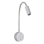 GloboStar® GOOSE 60879 Μοντέρνο Φωτιστικό Τοίχου - Απλίκα Ξενοδοχείου Bed Side LED 3W 300lm 36° AC 220-240V - Reading Light - Μ6.5 x Π15 x Υ24.5cm - Φυσικό Λευκό 4500K - Γκρι Νίκελ - 3 Xρόνια Εγγύηση