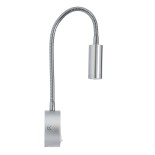 GloboStar® GOOSE 60879 Μοντέρνο Φωτιστικό Τοίχου - Απλίκα Ξενοδοχείου Bed Side LED 3W 300lm 36° AC 220-240V - Reading Light - Μ6.5 x Π15 x Υ24.5cm - Φυσικό Λευκό 4500K - Γκρι Νίκελ - 3 Xρόνια Εγγύηση